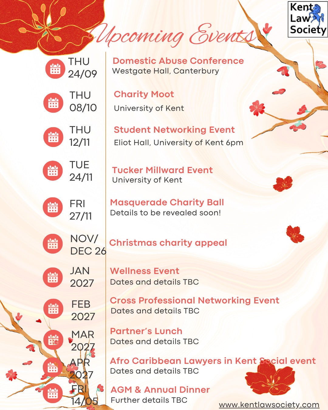 Events coming up over the next few months